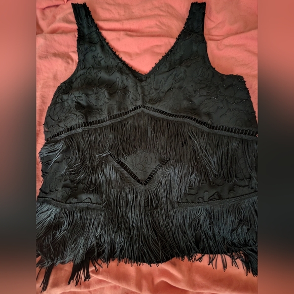 Black beaded and fringe Anthropologie top- HD in Paris - Picture 6 of 9